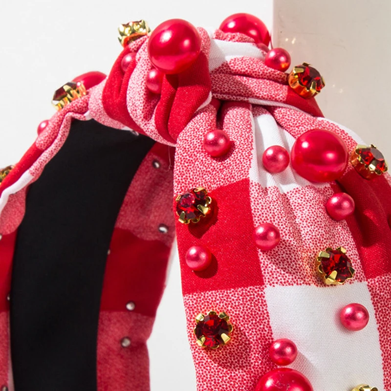 Women&rsquo;s Valentine&rsquo;s Day Headbands Cute Pearl Crystal Knotted Headpieces Beaded Hair Hoops Fashion Accessories