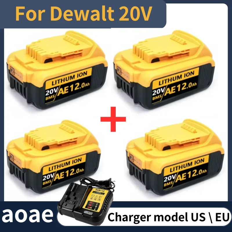 Power Tool Battery 12000mAh 20V for Dewalt DCB206 20V 18.0Ah DCB206 DCB205 DCB200 DCB204-2