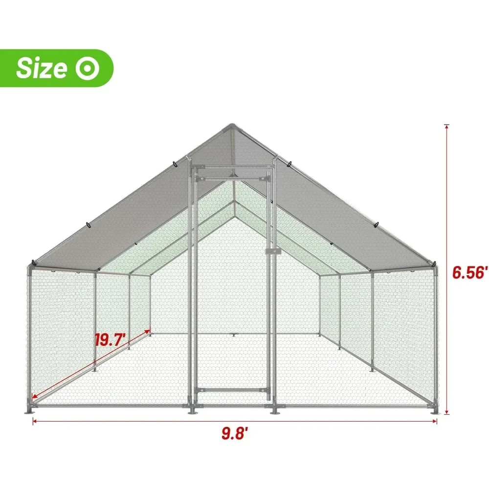 Chicken Coop Large Metal Walk-in Poultry Cage With Cover Spire Shaped chicken coop door