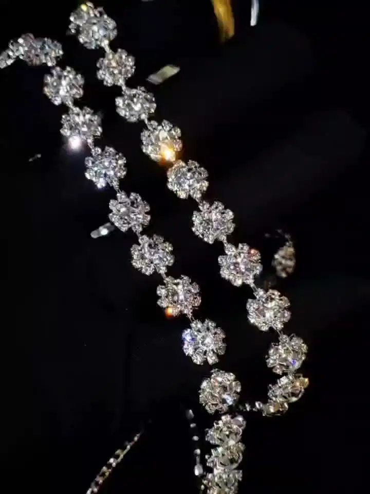 JWICOS Bridal Necklace & Earrings Set – Silver Rhinestone Choker, Crystal Wedding Jewelry For Women - View #4