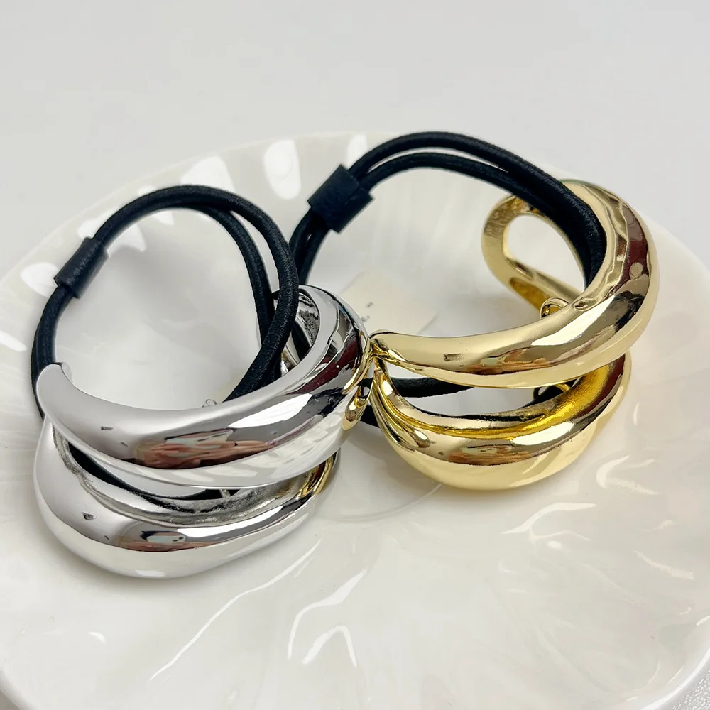 Minimalism Double-layer Metal Hair Bands Ropes Headband Elastic Scrunchies Hairband Tools Women Hair Accessories