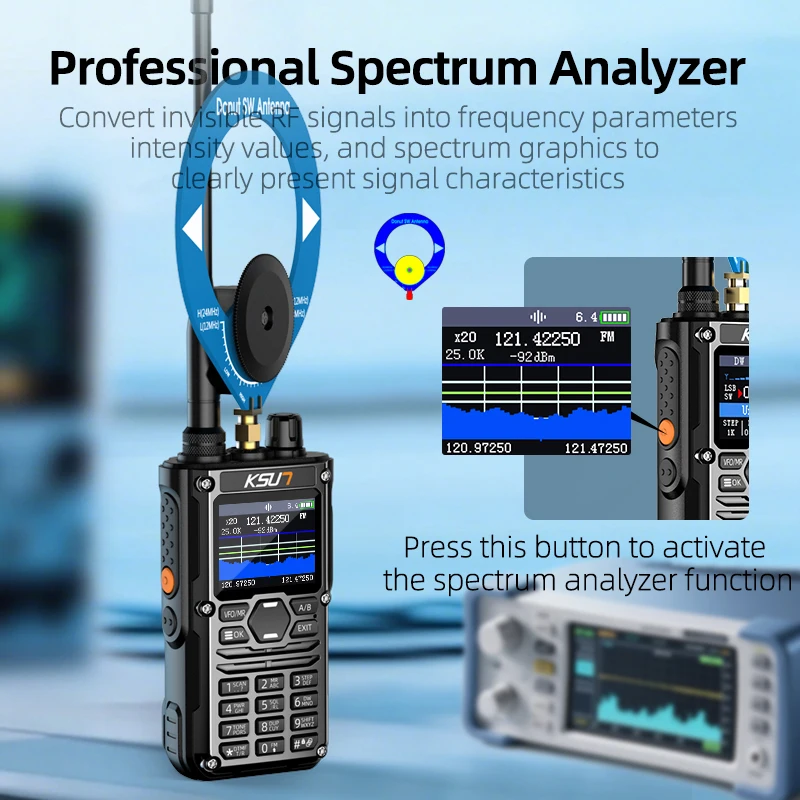 HF123D UHF VHF 듀얼 밴드 햄 라디오 AM FM NOAA CW SSB HF 단파 10W 앱 연결 3500-4000mAh 배터리