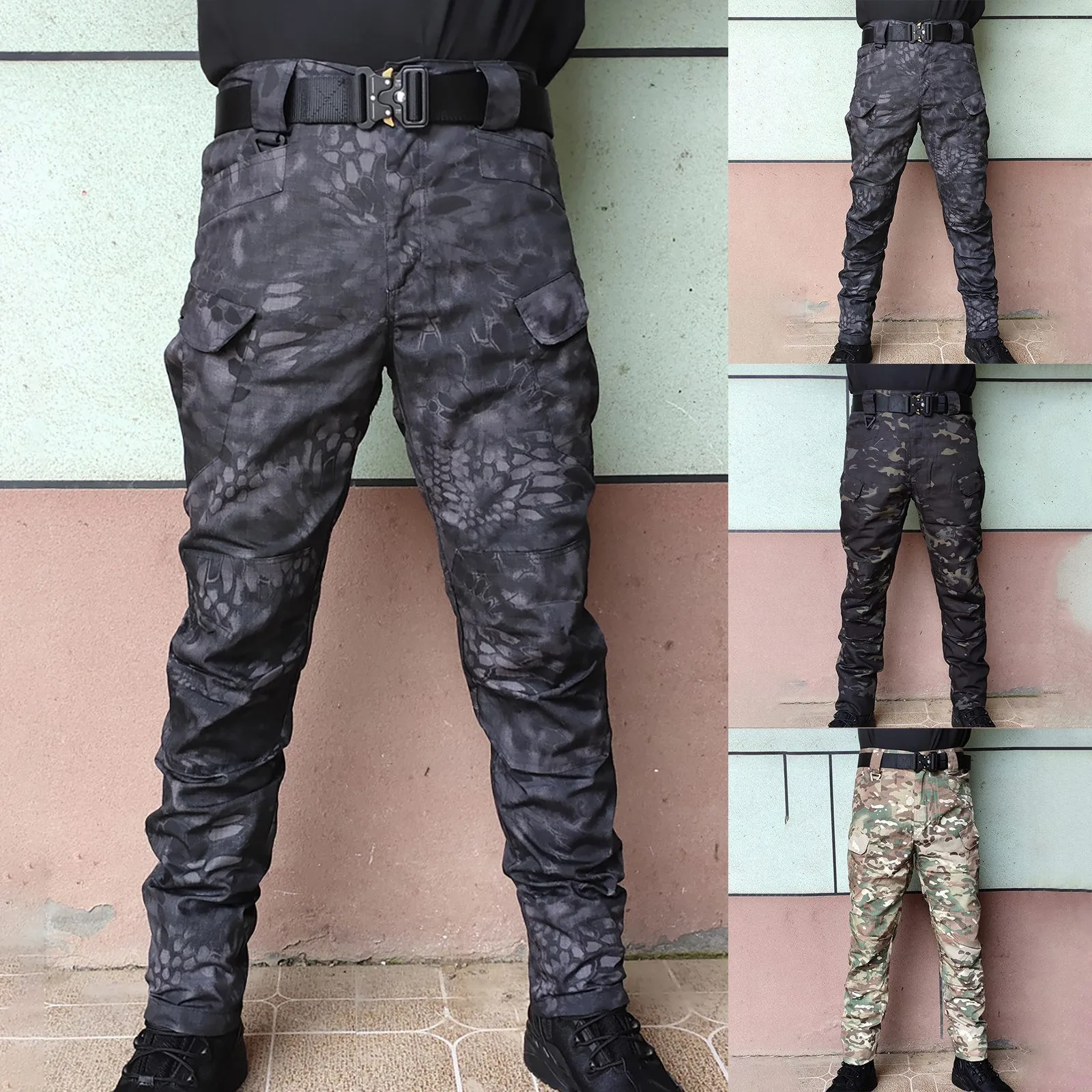 

Men's Safari Style Casual Camouflage Tactical Military Trousers Men Cargo Pants Jogger Pants Working Training Trousers Homme