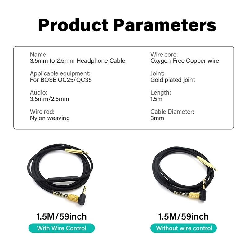 Gold plated 3.5mm To 2.5mm Jack Aux Cable For AKG Bose JBL Headphone Laptop Cell Phone Audio Socket Connector 3.5 2.5 mm Adapter