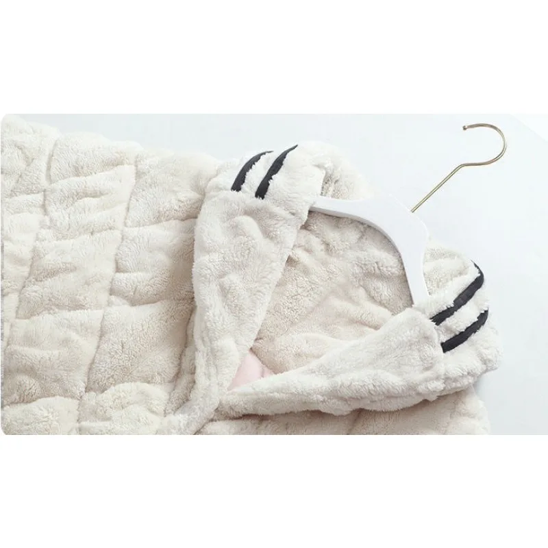 2024 New Pajama Women Winter Coral Velvet Sleepwear Plus Thick Velvet Three-layer Padded Loungewear Warm Suit Cute Homewear