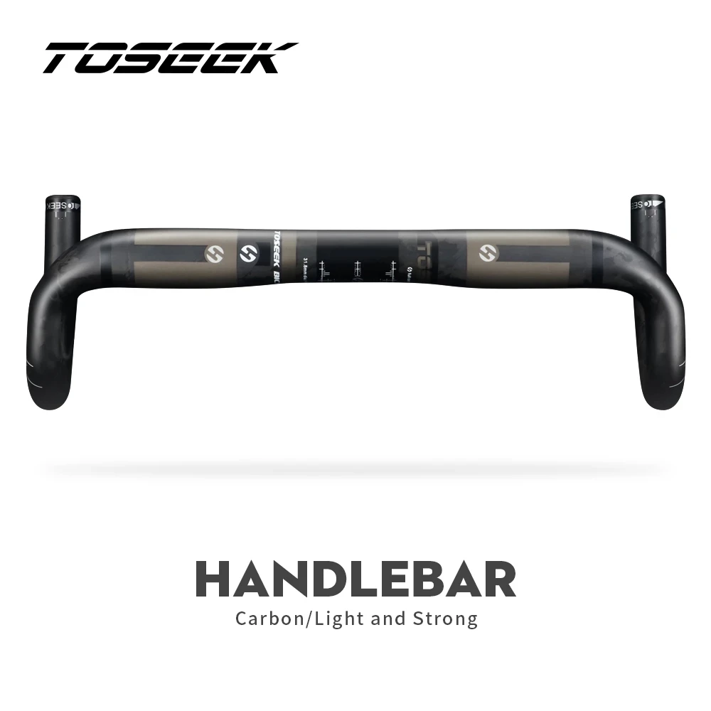 

TOSEEK Carbon Bicycle Road Bike Handlebar Cycling Road Bent Bar Parts Width 380mm 400mm 420mm 440mm External Routing