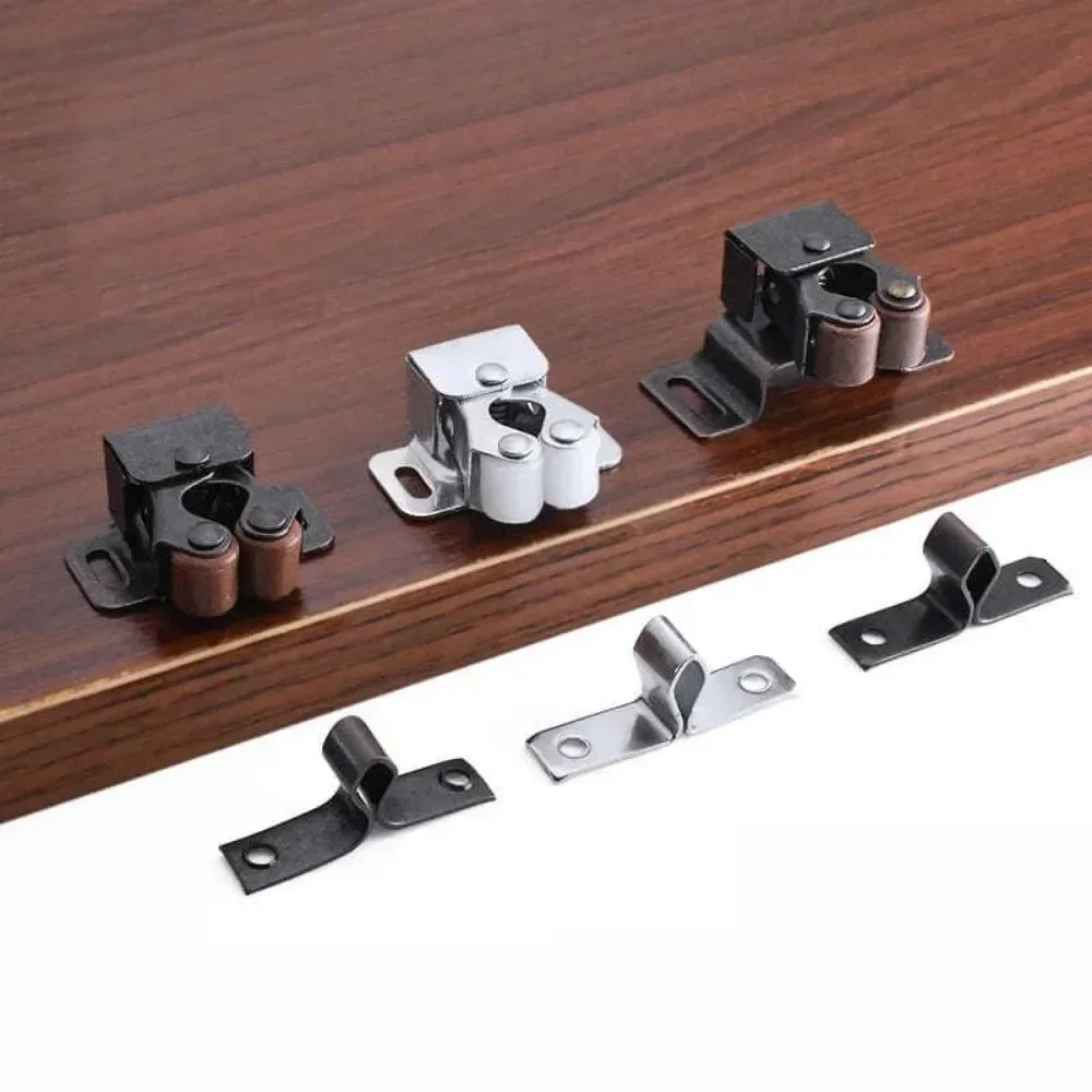 Double Roller Catches Cupboard Cabinet Door Latch Wardrobe Clip Screws Twin Striker Furniture Hardware Door Soft Closer