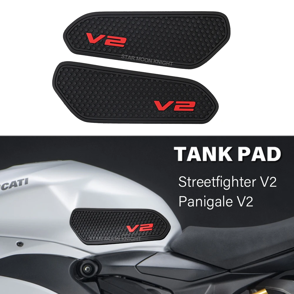 Motorcycle Rubber Tank Protector For Ducati Streetfighter V2 Panigale V2 Side Fuel Tank Stickers Decal Gas Knee Grip Traction maisto 1 18 ducati mod streetfighter s static die cast vehicles collectible hobbies motorcycle model toys