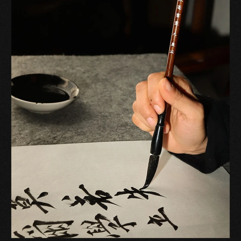 3Pcs Wood Writing Brushes Weasel Wool Hair Chinese Traditional Calligraphy Brush Set for Painting Pottery Ceramic Clay Writing