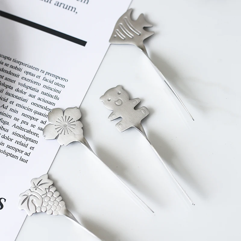 Creative Cute Small Fruit Fork Stainl Steel 304 Dinnerware Set Dert Cake Fruit Tag Home Use Kitchen Dining Tableware