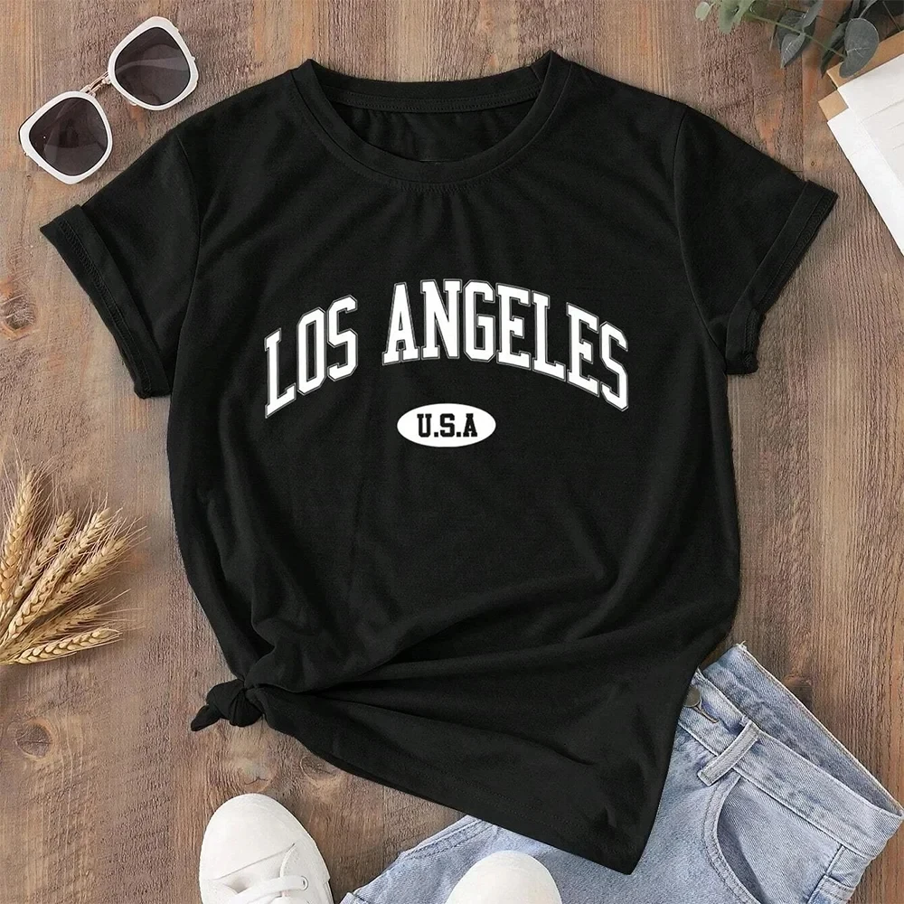 2024 neue Rundhals ausschnitt Kurzarm Damenmode Mode Street Print Brief muster Mode Damen atmungsaktives T-Shirt