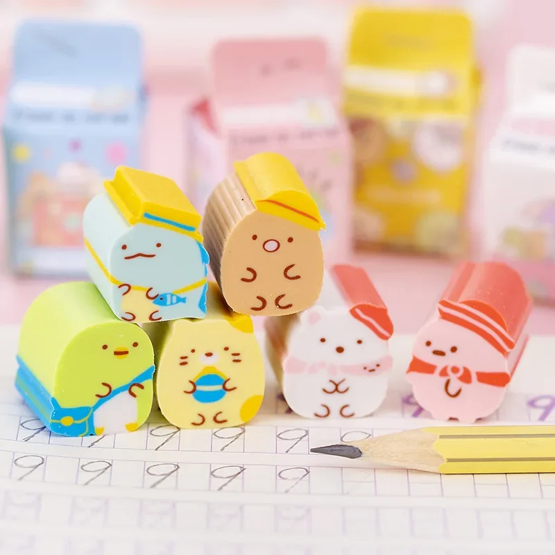 

Funny Cartoon Animals Pencil Erasers Cute Rubber Erasers for Students Wipe Clean Correctors Kids Gifts School Office Supplies