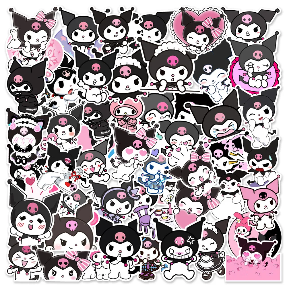 10/30/63pcs Kawaii Anime Kuromi Stickers for Kids Sanrio Decoration Decals  Toys PVC Graffiti Stationery Phone Case Skateboard - AliExpress