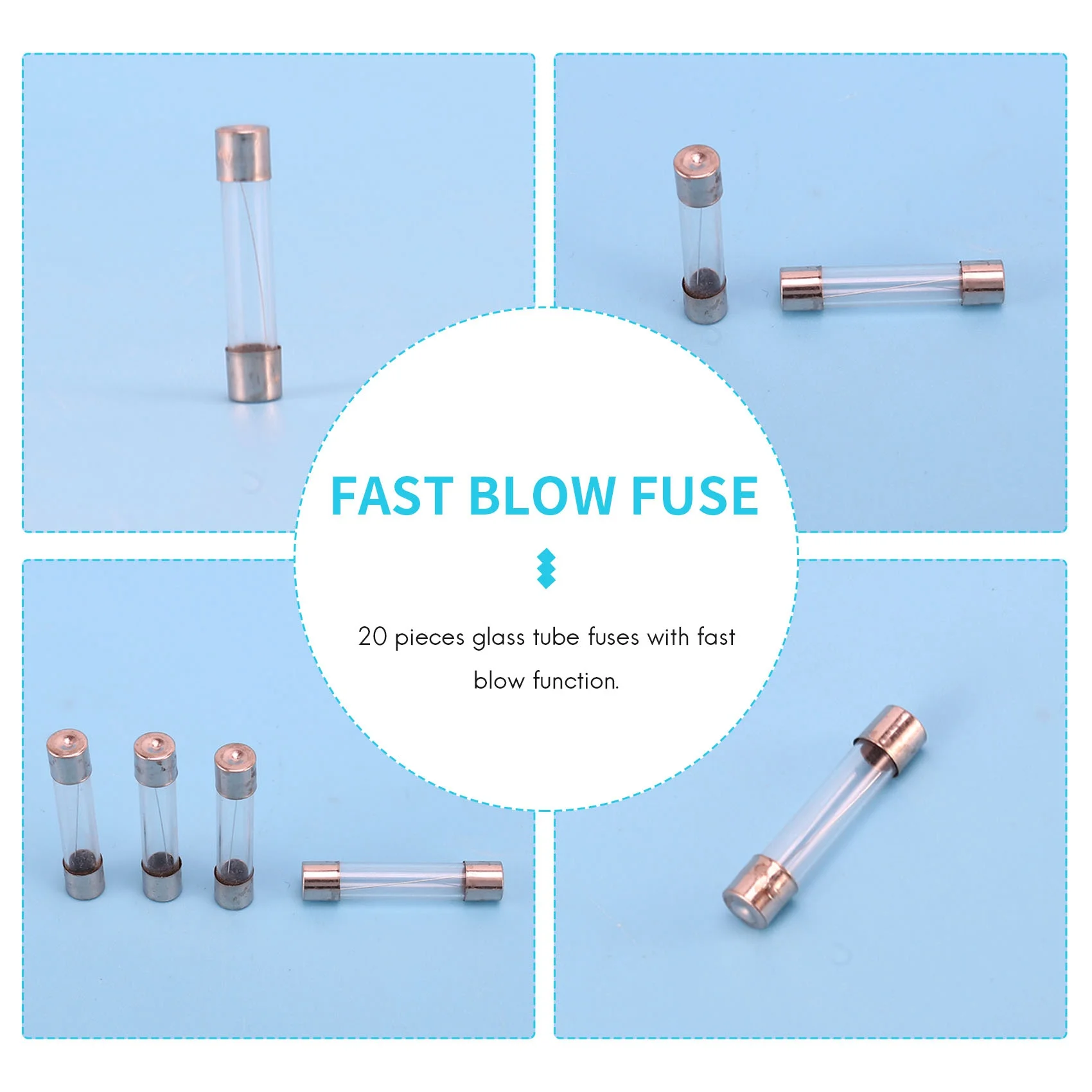 20pcs Fast Blow Glass Tube Fuse 8A 8 Amps 250V 6mm x 30mm