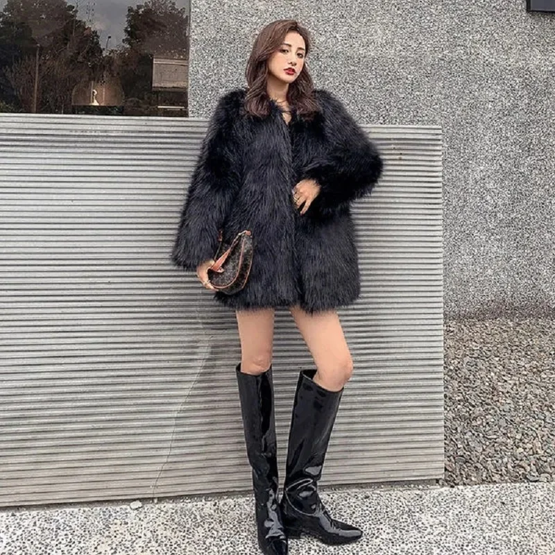 Amazhiyu manteau en fourrure - Veste courte synthétique - Polaire