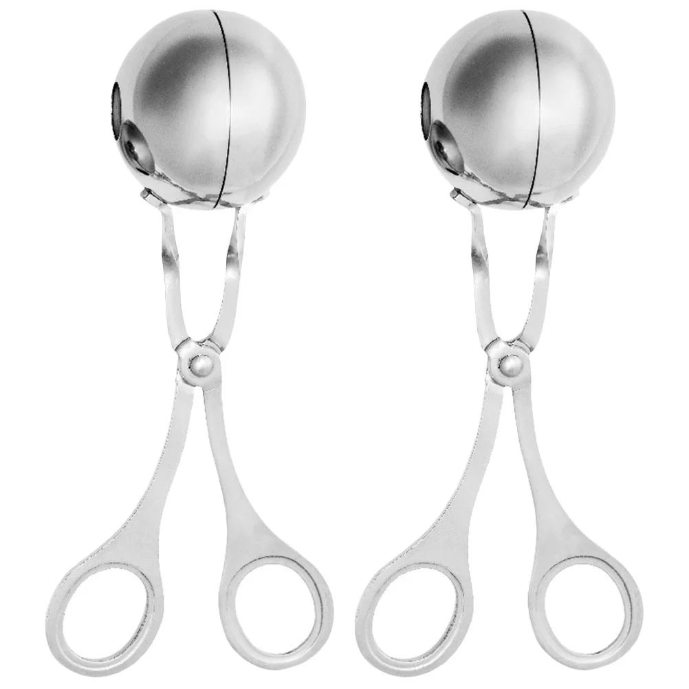 

2 Pcs Stainless Steel Meatball Tongs Maker Baller Spoon Cookie Dough Scoop Mold