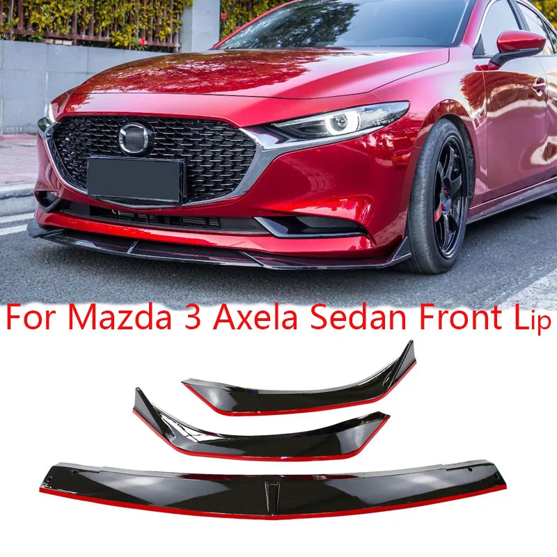 

3PCS Front Bumper Lip Spoiler Side Splitter Guard Cover Protector Body Kit For Mazda 3 Sedan Axela 2019 - 2021 Car Accessories