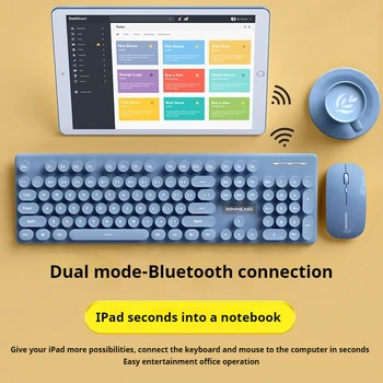 New Rechargeable Wireless Keyboard And Mouse Set Bluetooth Dual Mode Silent E-Sports Gaming Keyboard Office Keyboard Office Gift