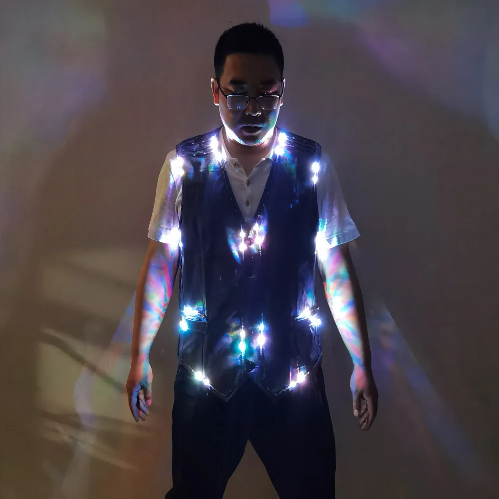 다채로운 Led 빛나는 조끼 볼룸 의상 재킷 DJ 가수 댄서 공연자 무대 착용 웨이터 옷