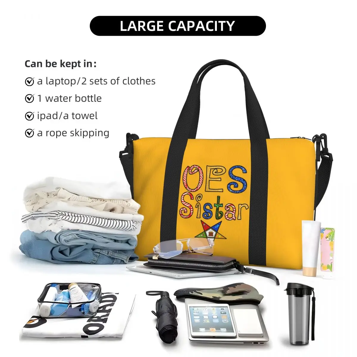 Order Of The Eastern Star Beach Tote Bag for Women Freemasonry Large Compartment Beach Gym Travel Bags