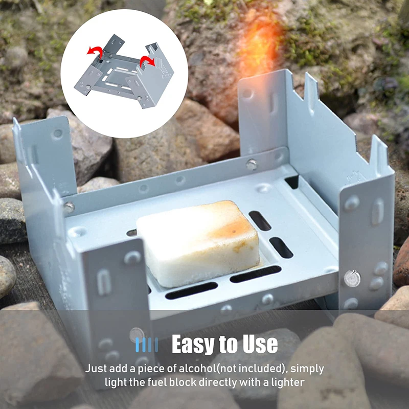Portable Solid Fuel Stove Collapsible Stove Alcohol Oven Burner Thickened Solid Alcohol Fuel Folding Mini Camping