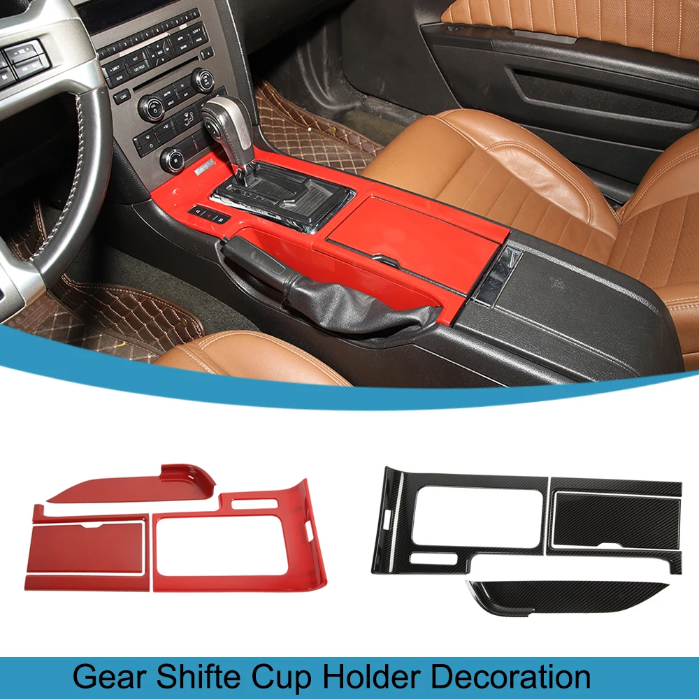 

Car Gear Shifte Cup Holder Decoration Panel Cover Trim Stickers for Ford Mustang 2010 2011 2012 2013 2014 Interior Accessories