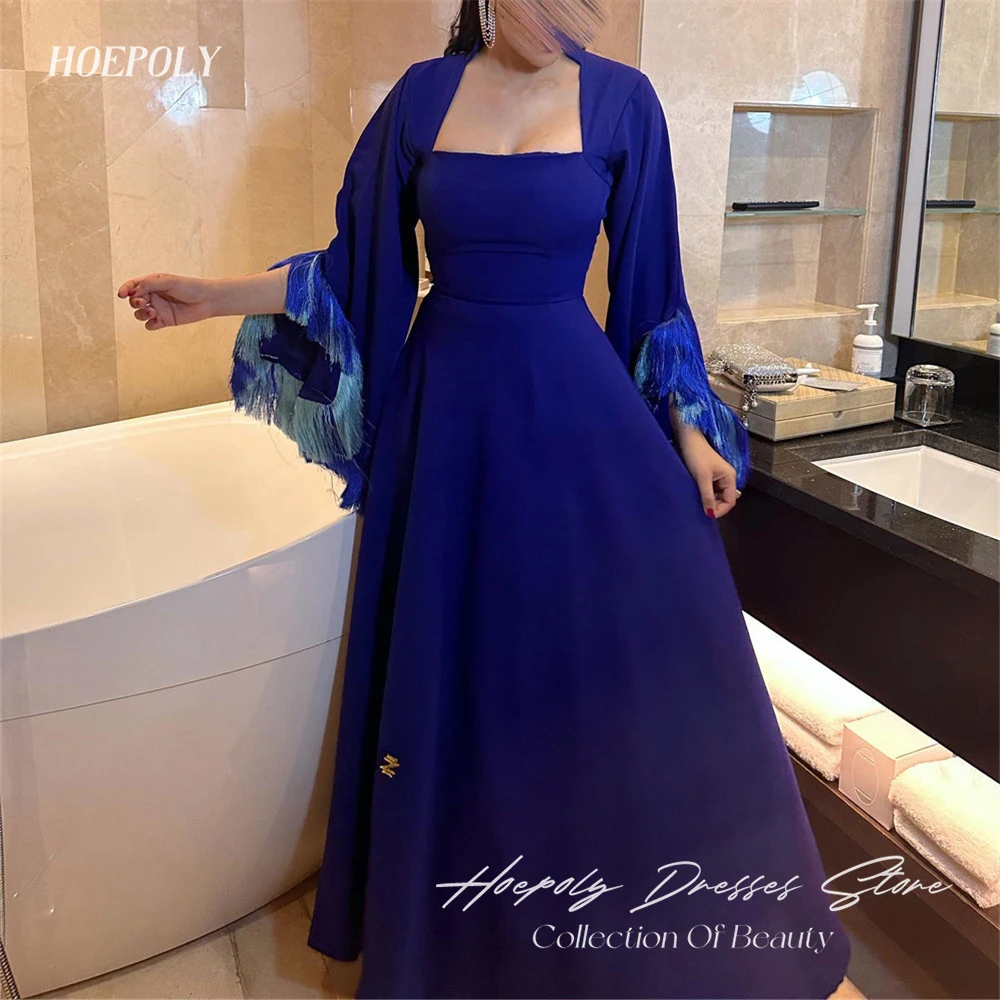 

Hoepoly Strapless Full Sleeve Evening Dress For Woman Summer Style Fashion Simple Classy Party Long Prom Gown New 2023