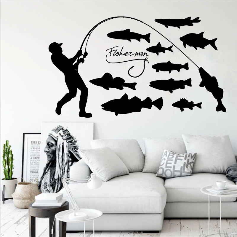 Fishing Vinyl Wall Sticker Fisherman Fishing Lovers Fish Sticker Individual  Cut Car Sticker Door Decoration Decal Unique Gift 7