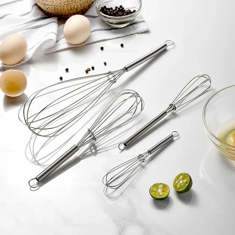 Egg Stirring Stainless Steel Wire Whisk 1pcs Manual Egg Beater Mixer Kitchen Baking Utensil