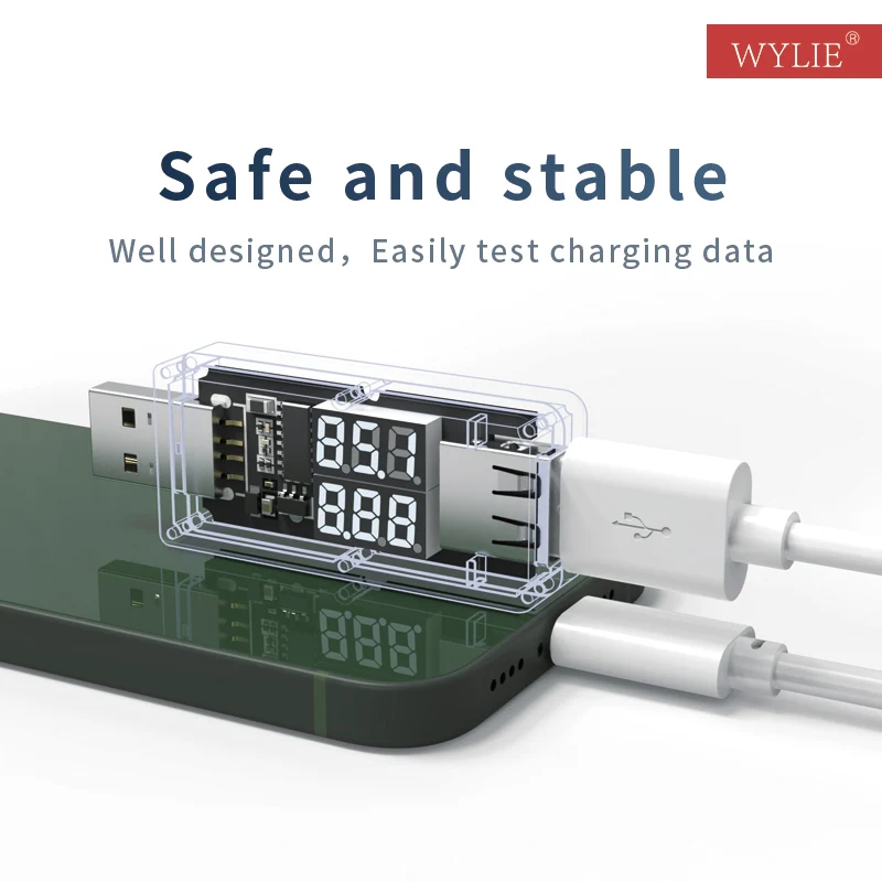 WYLIE WL-616A 미니 휴대용 USB 테스터, 휴대폰 디지털 디스플레이 충전 전압 및 전류 USB 충전 감지 도구