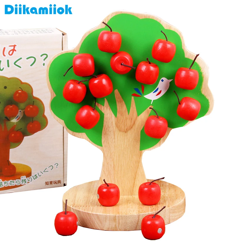 جديد أطفال مونتيسوري خشبية لغز المغناطيسي شجرة التفاح الأطفال لعبة تفاعلية  لعبة طفل اختيار الفاكهة التعليمية الرياضيات اللعب - AliExpress Toys &  Hobbies