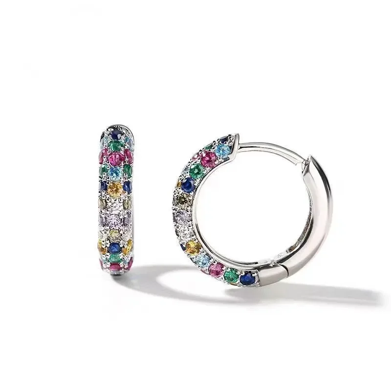 Sterling Silver Earrings with Colorful Zirconia