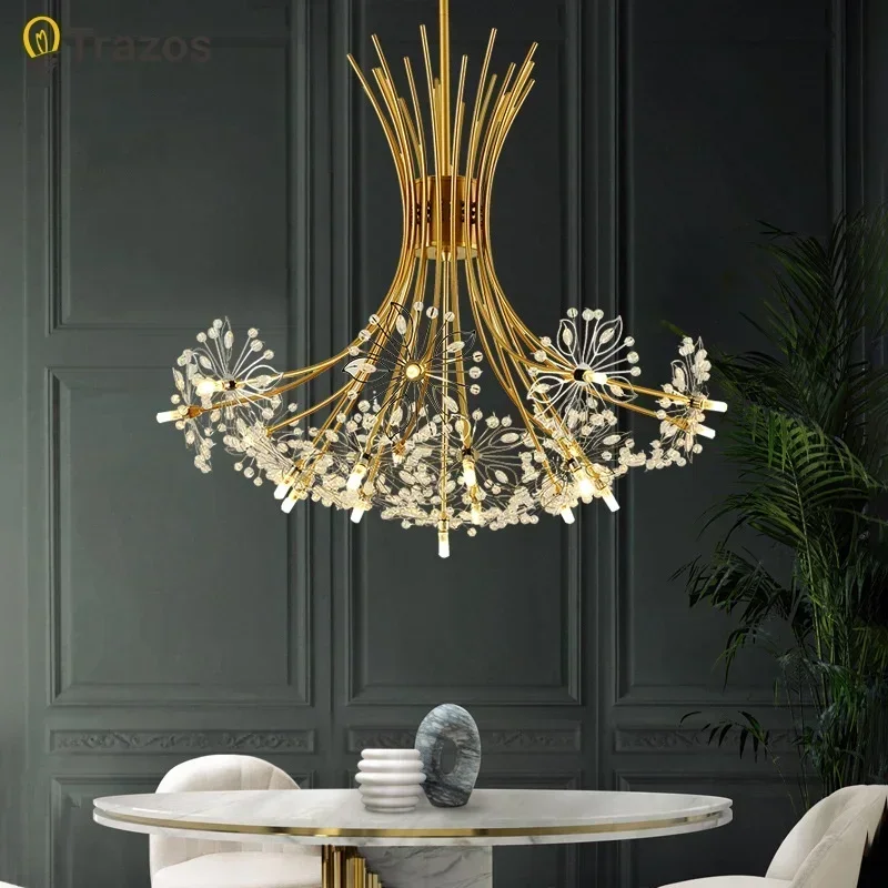 

Chandeliers Art deco Gold Chandelier Pendant For Living room Kitchen Post Modern Bedroom Crystal Lighting lampadario