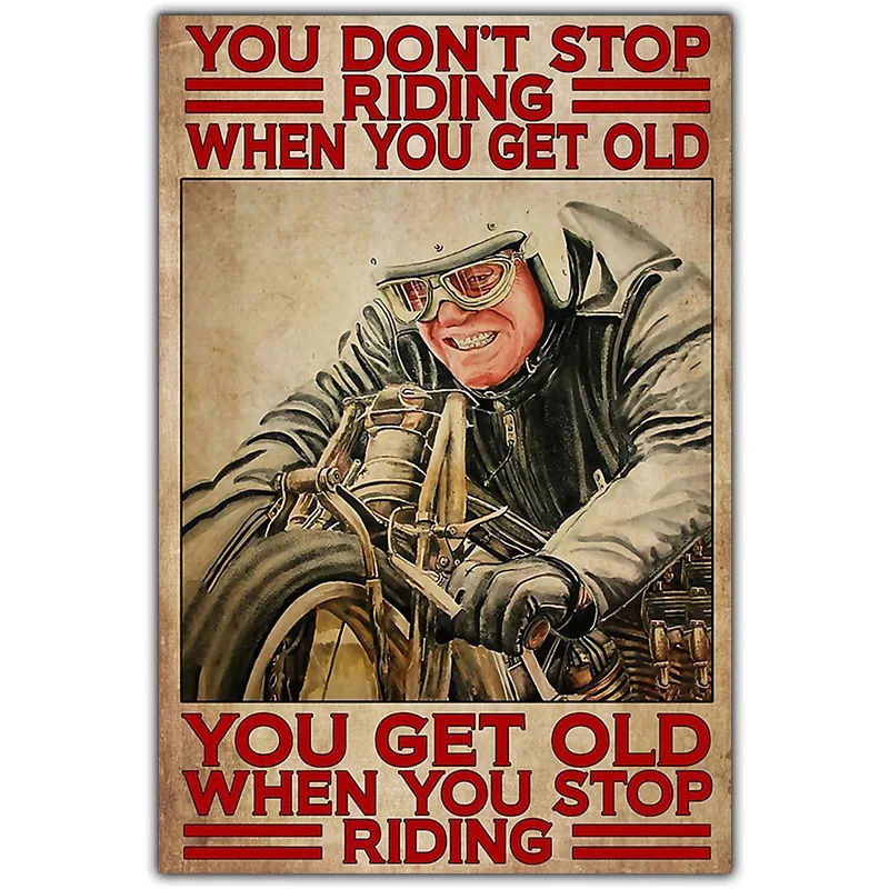 Vintage Art Rider Canvas Painting Moto Travel Fashion Slogan Wall Art Poster Soggiorno Home Murale Metal Tin Sign