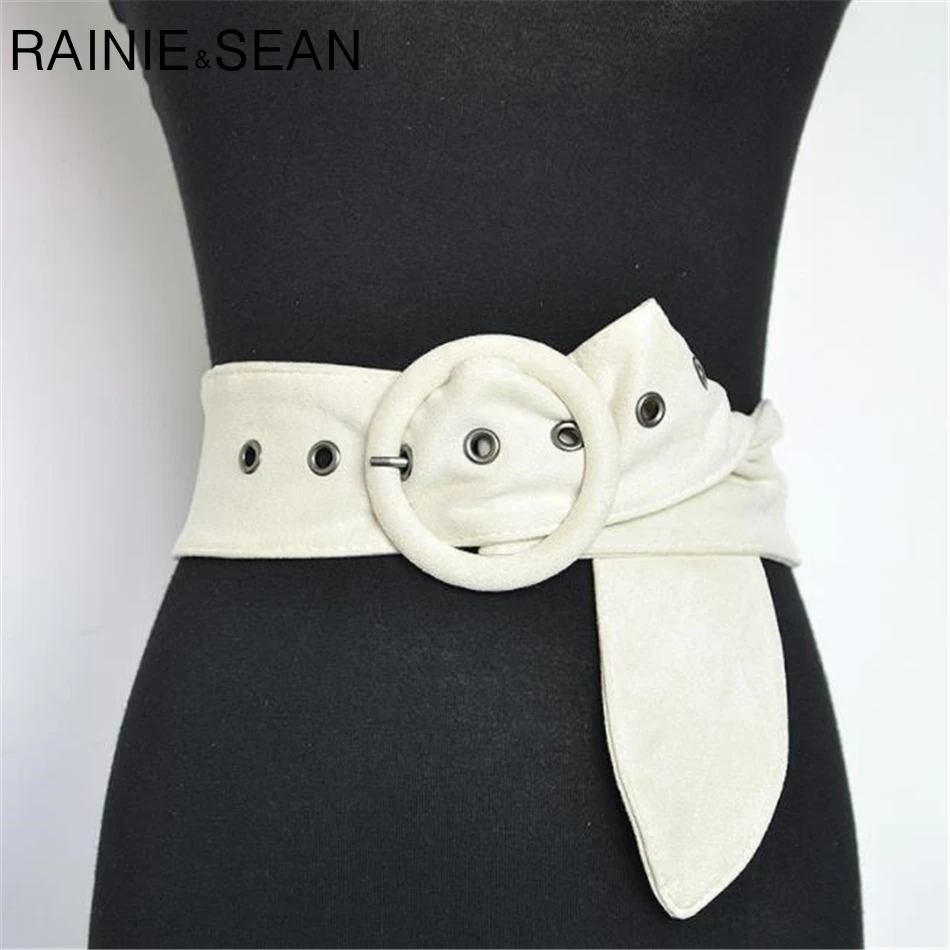 RAINIE cinturones de terciopelo para mujer, cinturón ancho de ante, color Beige, blanco, negro marrón, Otoño de mujer| - AliExpress