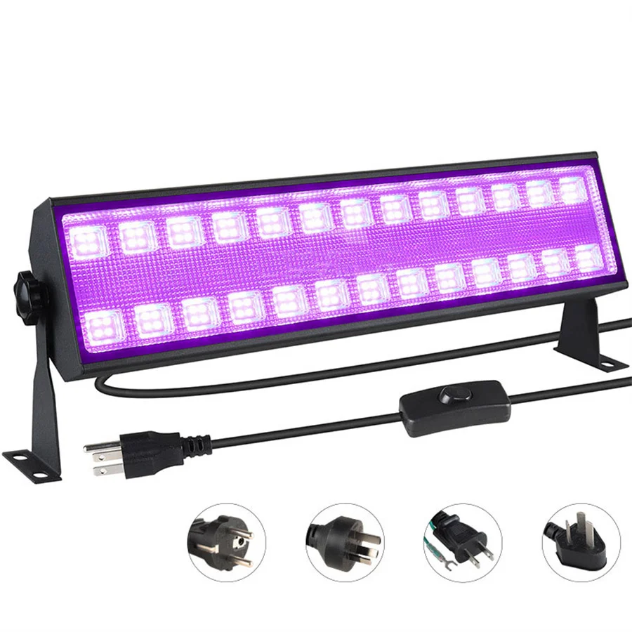 100W UV LED Black Light uv flood light with Plug Waterproof UV Bar Blacklight For Glow in The Dark Party Birthday Christmas Halloween Decor