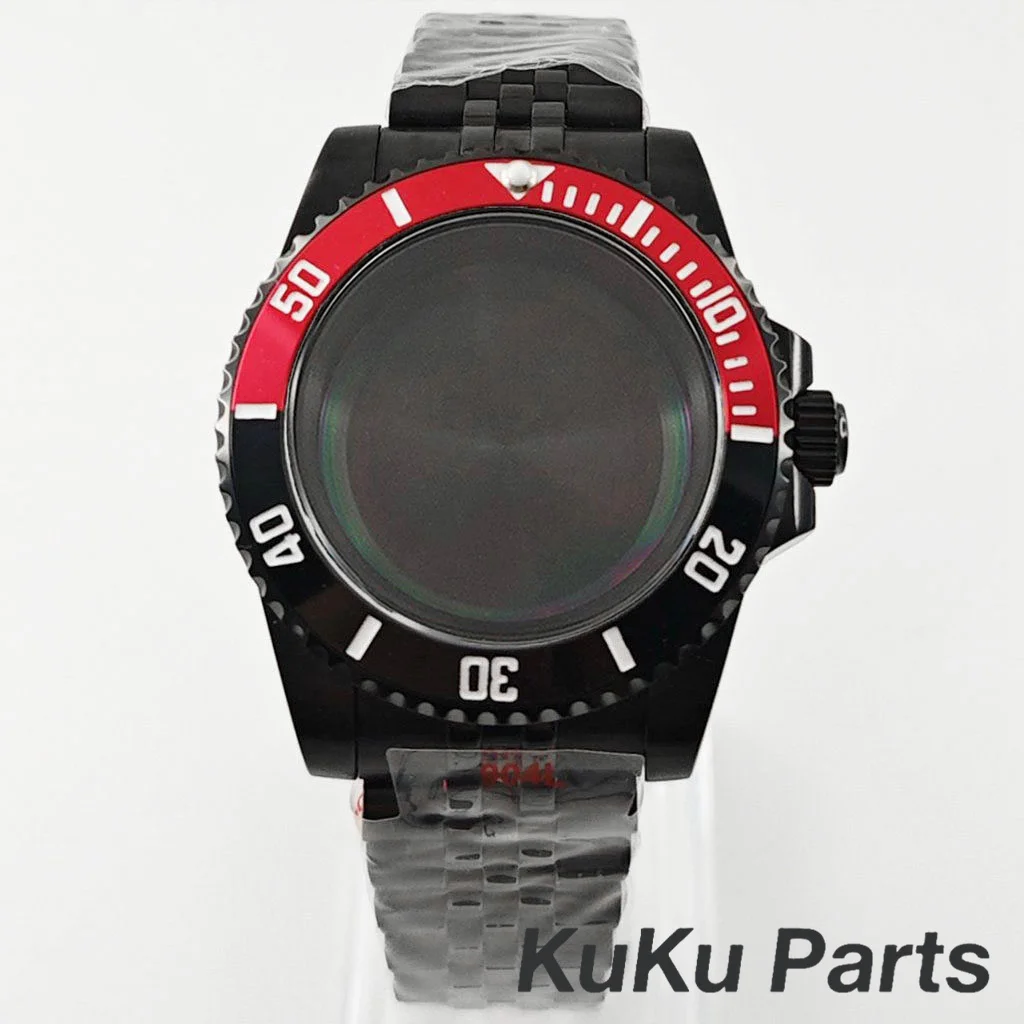 Black Purple GMT Bezel Watch Case with PVD Black Jubilee Bracelet and Sapphire Crystal