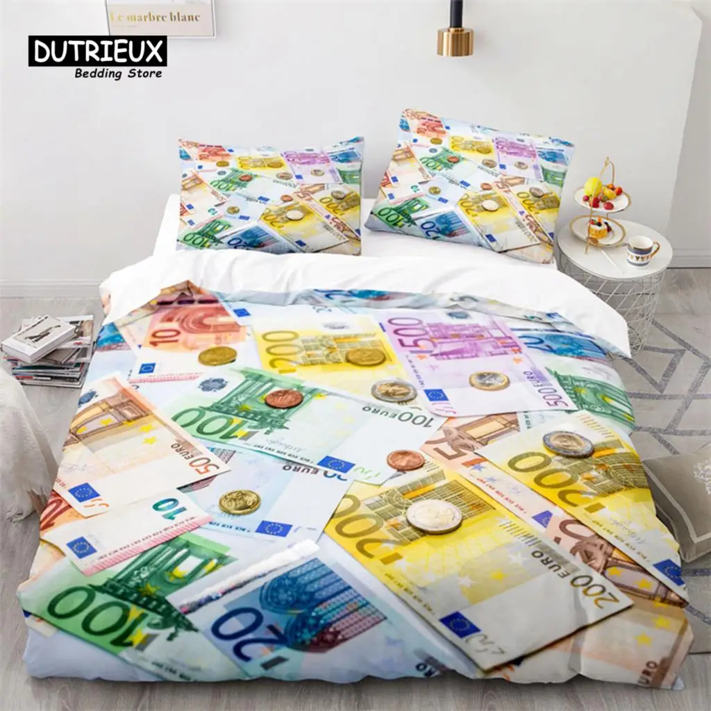 

Colorful Money Bedding Set Dollar Bills of United States Duvet Cover Set 3D Print Comforter Cover With Pillowcases Bedroom Decor