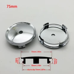 Set of 4 Sleek Black & Silver Wheel Center Caps Rim Tire Covers - Multiple Sizes Available (75mm Silver)