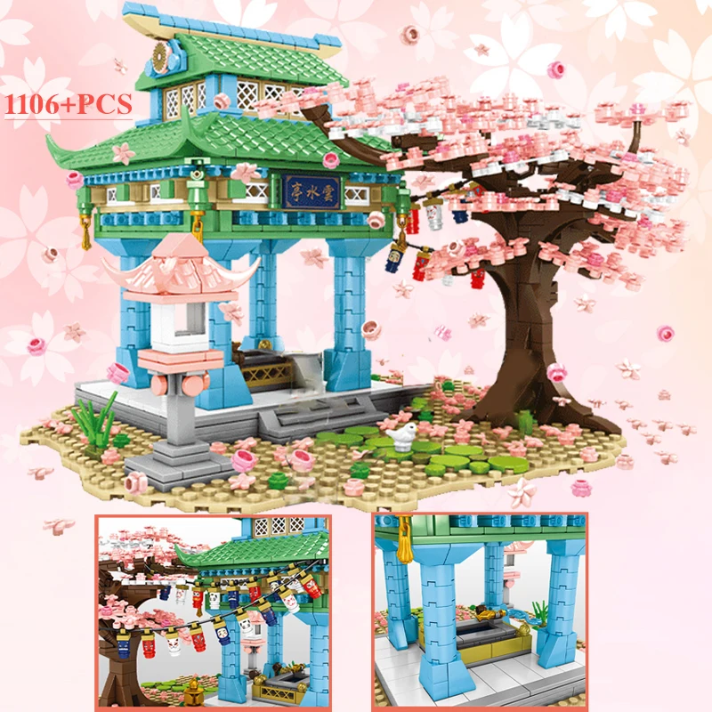 Sakura Set Costruzioni Casa Sull'Albero 1345 Pezzi, Cabina In Fiori Di Ciliegio, Regalo Creativo Per Adulti E Bambini +14