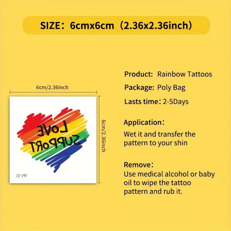 30pcs Rainbow temporary tattoo stickers, butterfly, flower, heart, star, waterproof. Pride Day celebration, suitable for men and