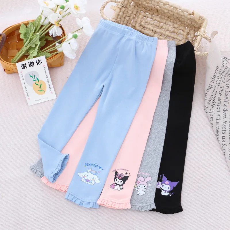 

Sanrio Anime Series Girl Long Sleeve T-Shirt Leggings Kawaii Kuromi Cinnamoroll My Melody Cartoon Print Children's Clothing Gift