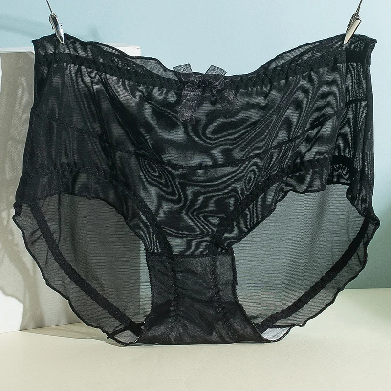 

Женское нижнее белье с галстуком-бабочкой, ультратонкое Сетчатое Прозрачное нижнее белье, привлекательное кружевное нижнее белье с завышенной талией