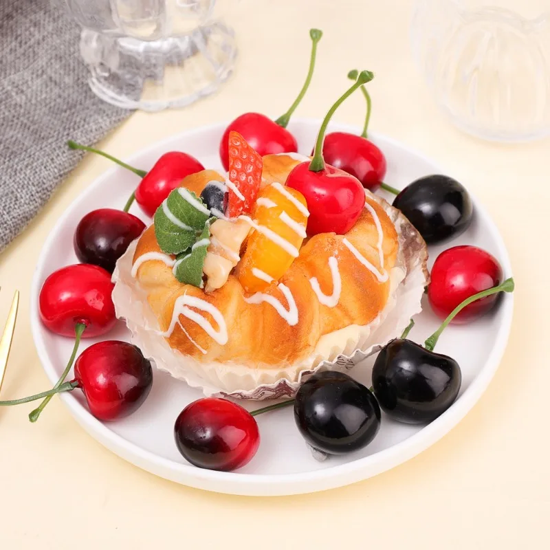 Artificial Fruits and Vegetables 100/10Pcs Red Cherry Foam Decoration Home Party Christmas Decor Kitchen Window Displays Fake Fruits Model Food Photography Props
