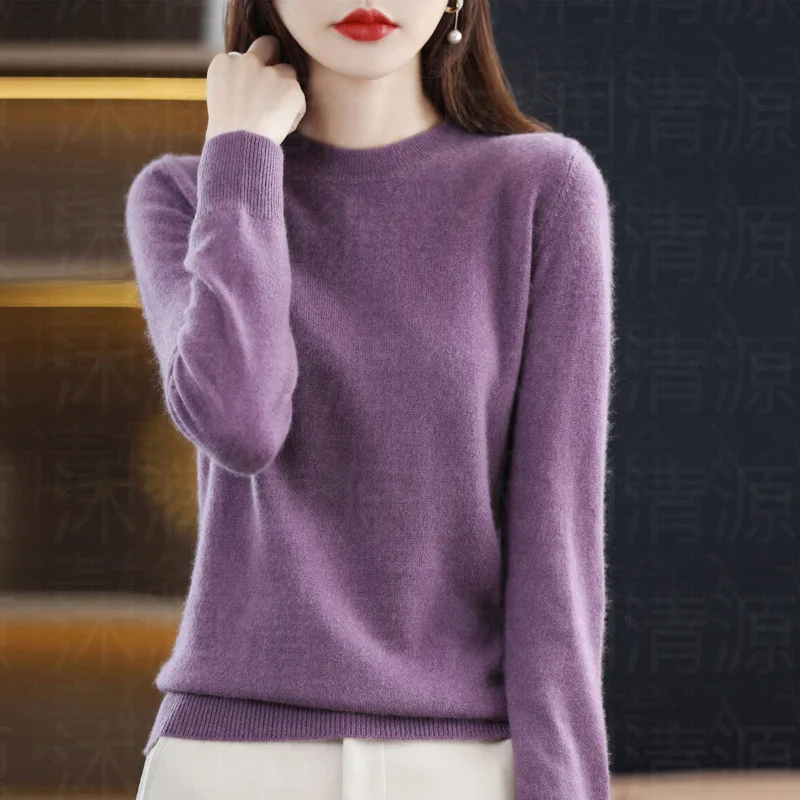 Autunno e inverno maglione di cashmere girocollo da donna pullover casual lavorato a maglia top sottopelo corto da donna moda 18 colori