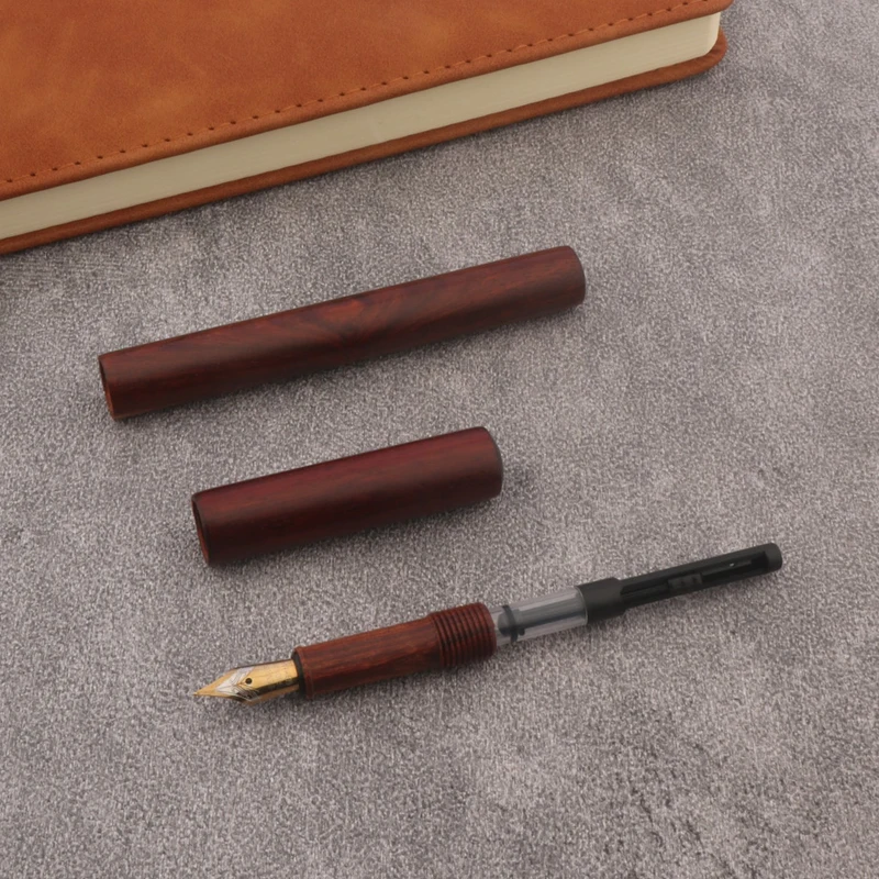 220 Wood Fountain Pen Pure Wooden Spin Style Office School Supplies Writing Ink Pens