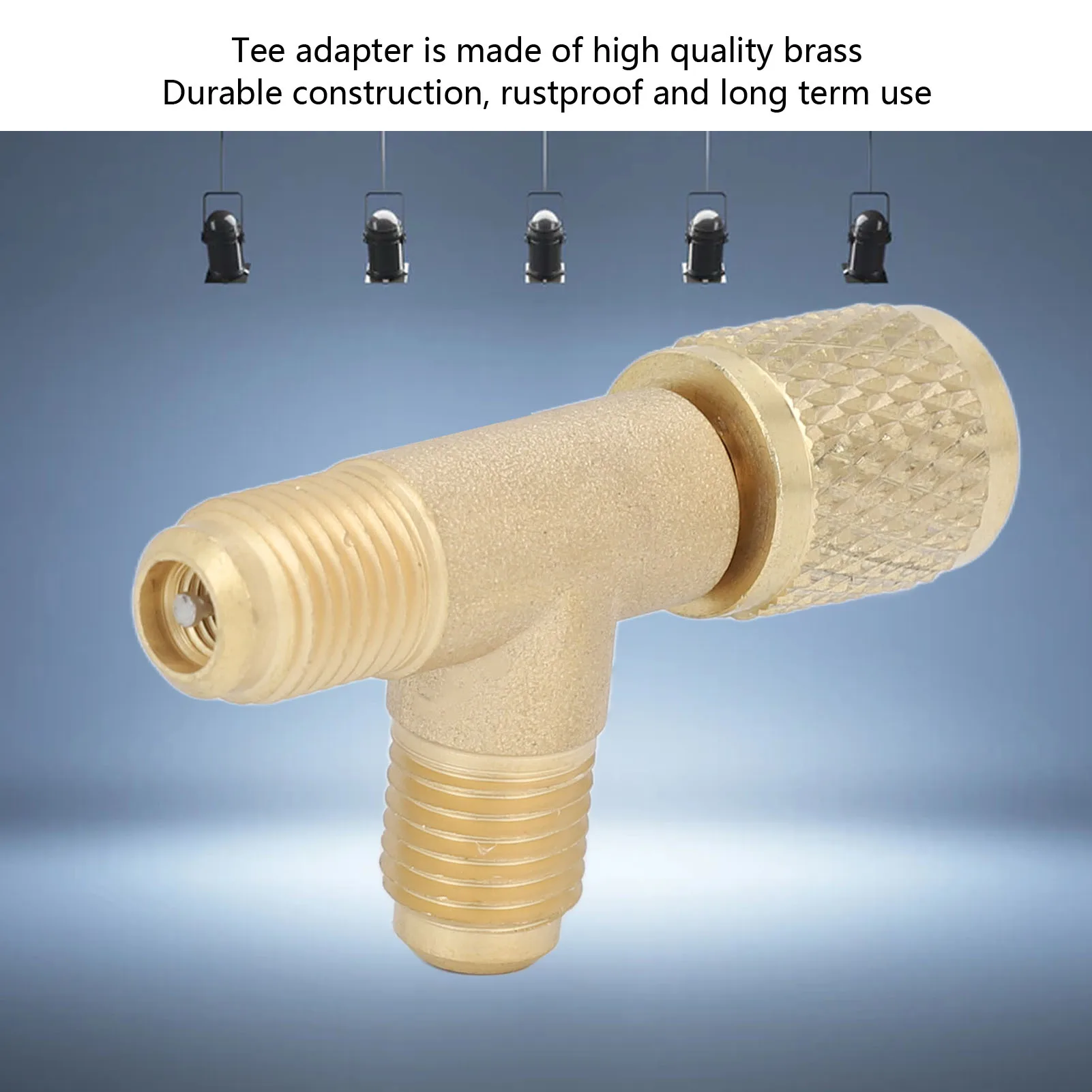 Quick Coupler Access Tee, 1/4 In Valves Core Tee Adapter With Swivel Connector, 1/4" F. Flare W/Depressor Tip X 1/4" M. Flare Access For Gauge Deep Vacuum Pump Manifold