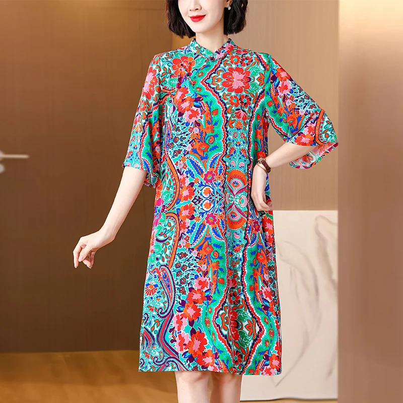 

Summer Casual Midi Prom Vintage Dress For Women Elegant Evening 2024 Fashion Party Festa Luxo Green Korean Short Sleeve Dresses