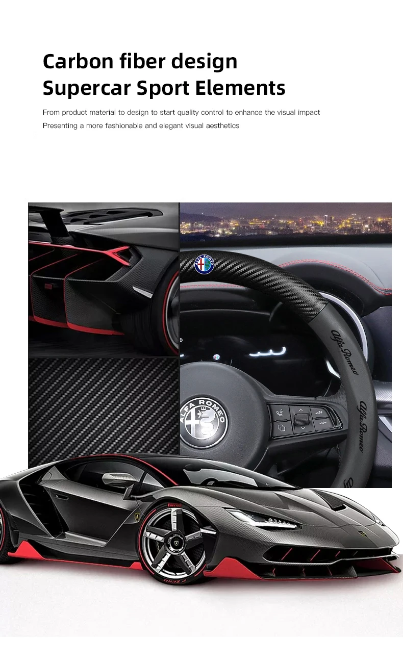 Alfa Romeo Stuurhoes - Detailopname carbon textuur en stiksels