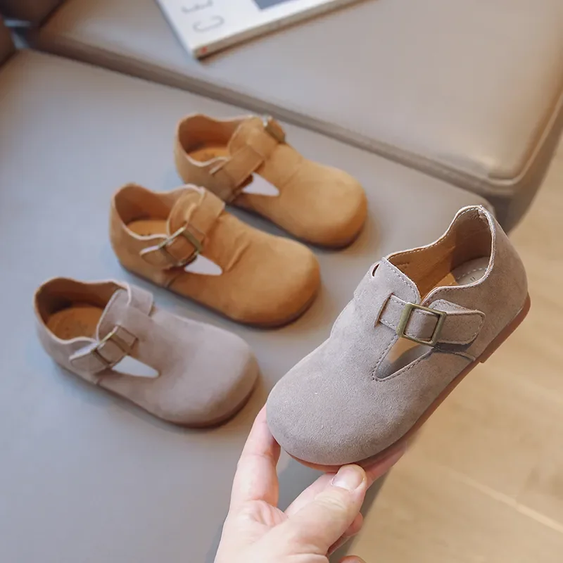 

Toddler Kids Casual Shoes New Brown Gray Buckle Soft Flat Shoes Unisex Children 2024 Antumn Leisure Flexiable Little Baby Shoes